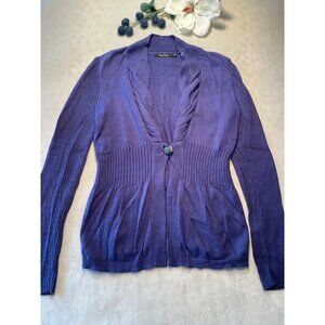 Anthropologie Nic + Zoe Womens Purple Cardigan Sweater size PP cottagecore Y2K